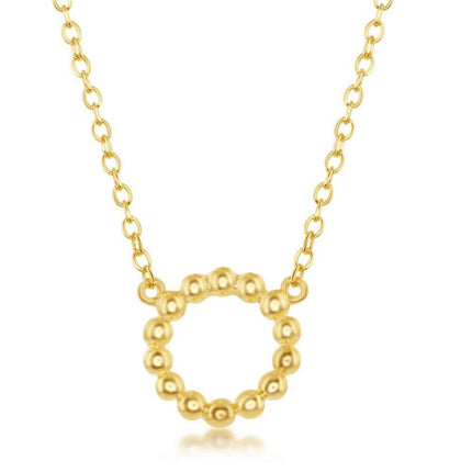 Sterling Silver Designed Open Circle Necklace - Gold Plated ,