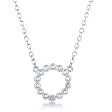 Sterling Silver Designed Open Circle Necklace ,