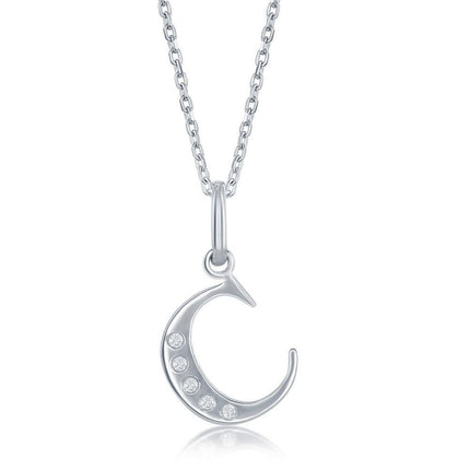 Sterling Silver Diamond "C" Initial Pendant Chain ,