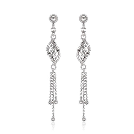Sterling Silver Diamond Cut Bead Earrings ,