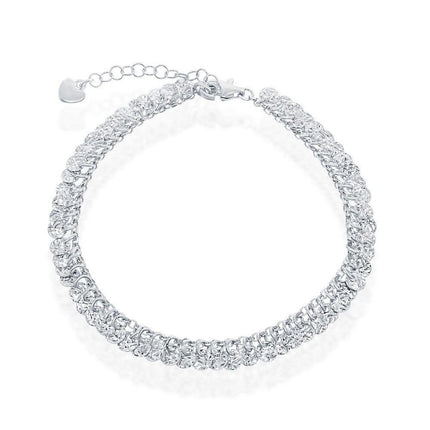 Sterling Silver Diamond-Cut Dangling Discs Bracelet, 7" ,