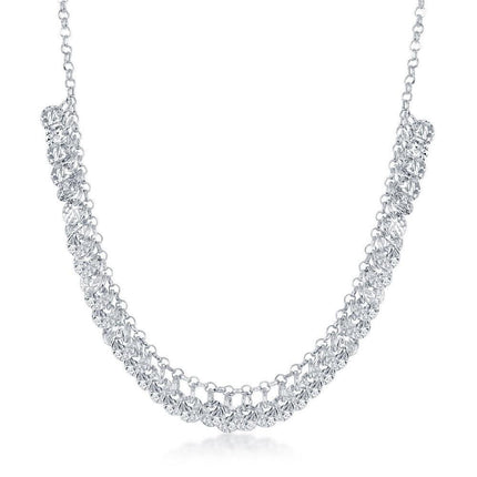 Sterling Silver Diamond-Cut Dangling Discs Necklace ,