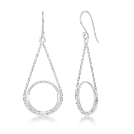 Sterling Silver Diamond Cut Pear Shaped Earrings ,