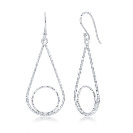 Sterling Silver Diamond Cut Pears Shaped Earrings ,