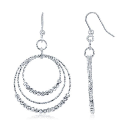 Sterling Silver Diamond Moon Cut Beads Earrings ,