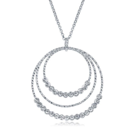 Sterling Silver Diamond Moon Cut Beads Necklace ,