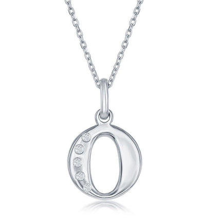 Sterling Silver Diamond "O" Initial Pendant Chain ,