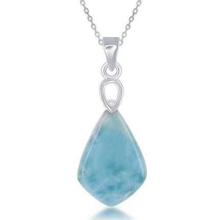 Sterling Silver Diamond Shaped Larimar Pendant ,