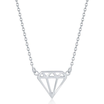 Sterling Silver Diamond Shaped Necklace ,