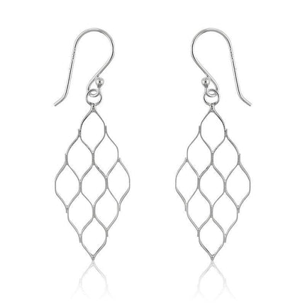Sterling Silver Diamond Shaped Open Earrings ,