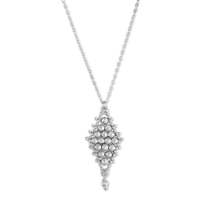 Sterling Silver Diamond Shaped Pendant Necklace ,