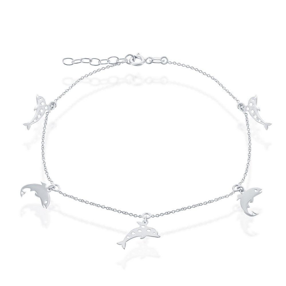 Sterling silver dolphin anklet hotsell