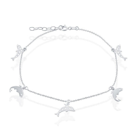 Sterling Silver Dolphin Anklet ,