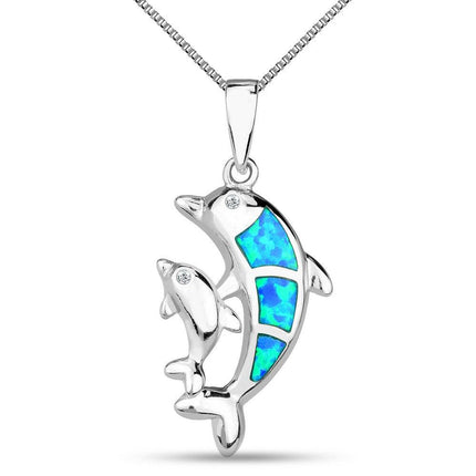 Sterling Silver Dolphin CZ Pendant ,