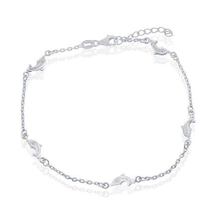 Sterling Silver Dolphins Anklet ,