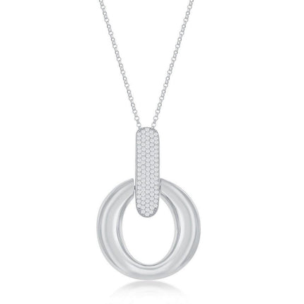 Sterling Silver Door-Knocker Pave Pendant Chain ,