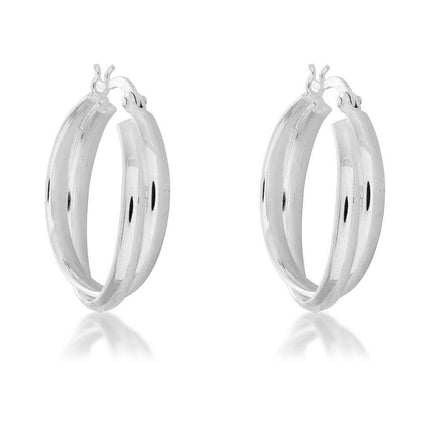 Sterling Silver Double Hoop Earrings ,