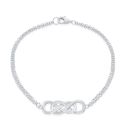 Sterling Silver Double Infinity Double Strand Bracelet, 7" ,