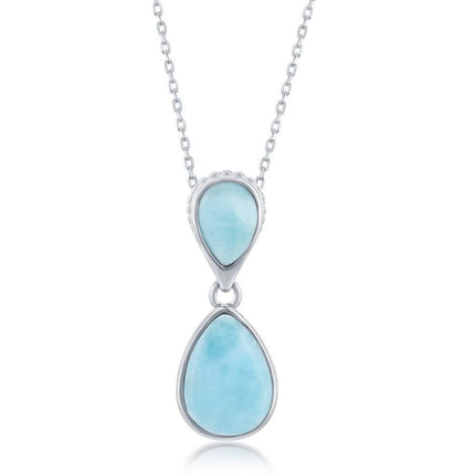 Sterling Silver Double Larimar Pendant ,