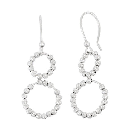 Sterling Silver Double Open Circle with Beads Earrings ,
