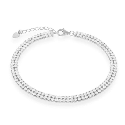 Sterling Silver Double Row Tennis Bracelet, 6.5" ,