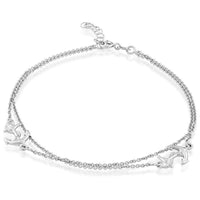 Sterling Silver Double Strand Anchor Anklet ,