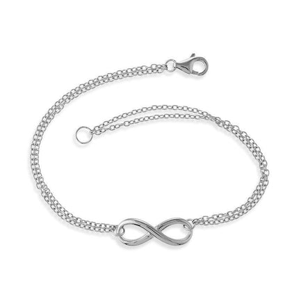Sterling Silver Double Strand Infinity Bracelet, 7" ,