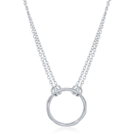 Sterling Silver Double Strand Open Circle Necklace ,