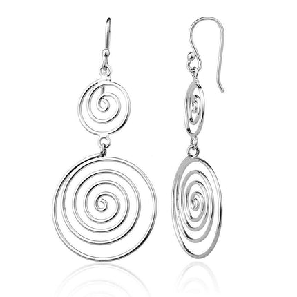 Sterling Silver Double Swirl Dangling Earrings ,
