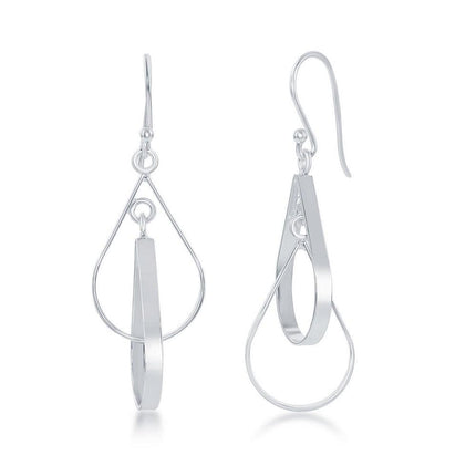 Sterling Silver Double Teardrop Dangle Earrings ,