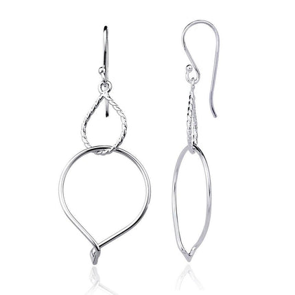 Sterling Silver Double Twisted Teardrop Dangling Earrings ,