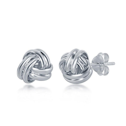 Sterling Silver Double Wire Love Knot Stud Earrings ,