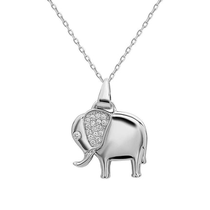 Sterling Silver Elephant with CZ Ear Pendant ,