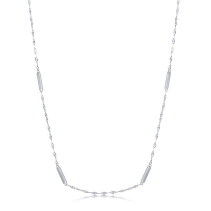 Sterling Silver Fancy Chain and Bars Necklace ,