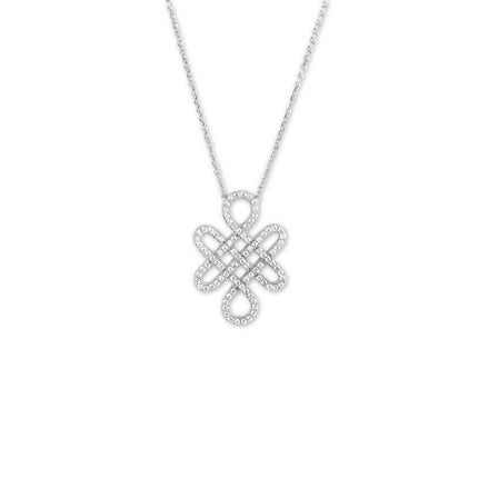 Sterling Silver Fancy Shaped CZ Necklace ,
