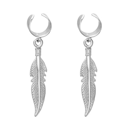 Sterling Silver Feather Ear Cuff Earrings ,