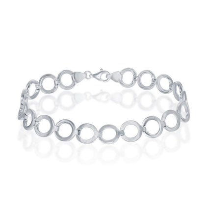 Sterling Silver Flat and Shiny Alternating Circle Bracelet ,