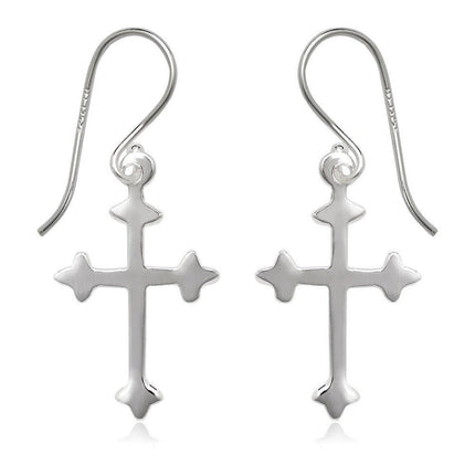Sterling Silver Flat Cross Earrings ,