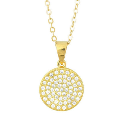 Sterling Silver Flat Micro Pave Pendant - Gold Plated ,