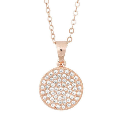 Sterling Silver Flat Micro Pave Pendant - Rose Gold Plated ,