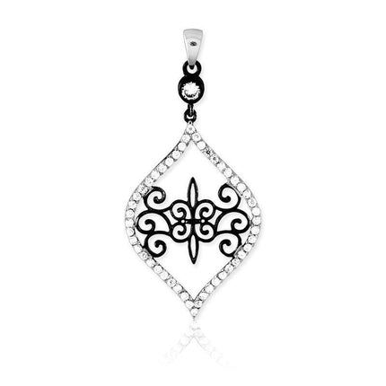 Sterling Silver Fleur De Lis Swirl Inside Pendant ,