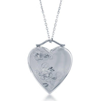 Sterling Silver Floral Design Heart Locket ,