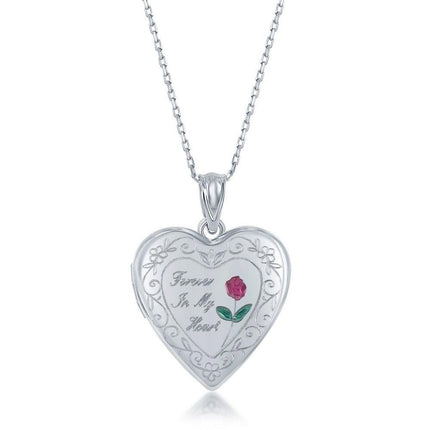 Sterling Silver Forever in My Heart Heart Locket With chain ,