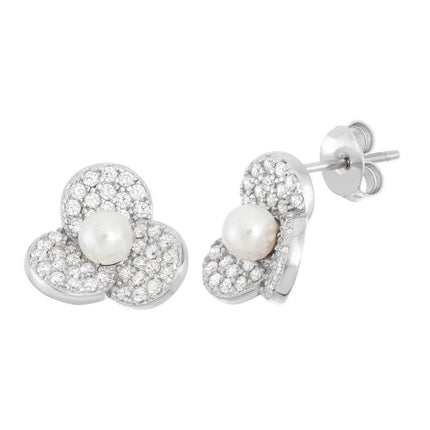 Sterling Silver Fresh Water Pearl Stud Earrings ,