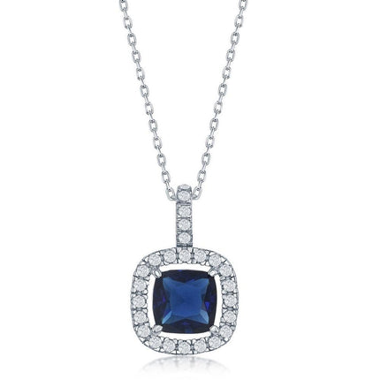 Sterling Silver Genuine Blue Sapphire Stud Pendant ,