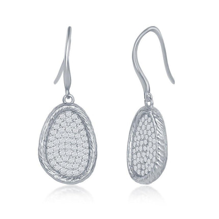 Sterling Silver Geometrically Shaped CZ Earrings ,