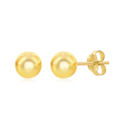 Sterling Silver Gold 6mm Bead Earrings ,