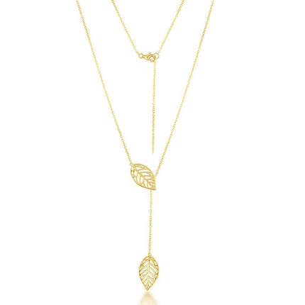 Sterling Silver Gold Leaf Hanging Chain Necklace ,