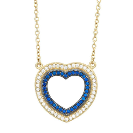 Sterling Silver Gold Micro Pave Heart Necklace ,