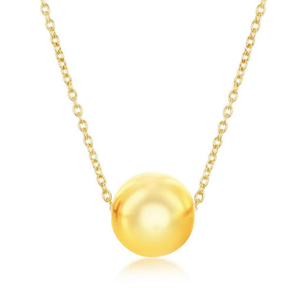 Sterling Silver Gold Plated 10mm Bead Necklace ,